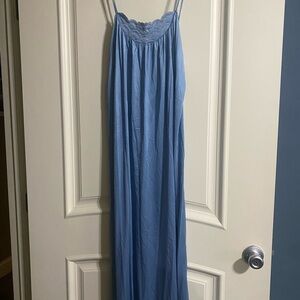 Vintage Blue long night gown Lace Detail